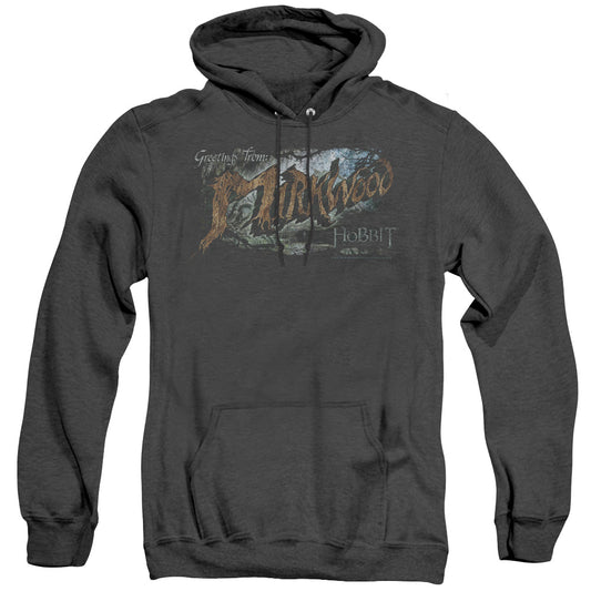 Hobbit - Greetings From Mirkwood - Adult Heather Hoodie - Black