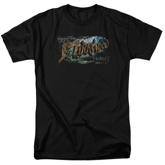 Hobbit - Greetings From Mirkwood - Short Sleeve Adult 18/1 - Black T-shirt