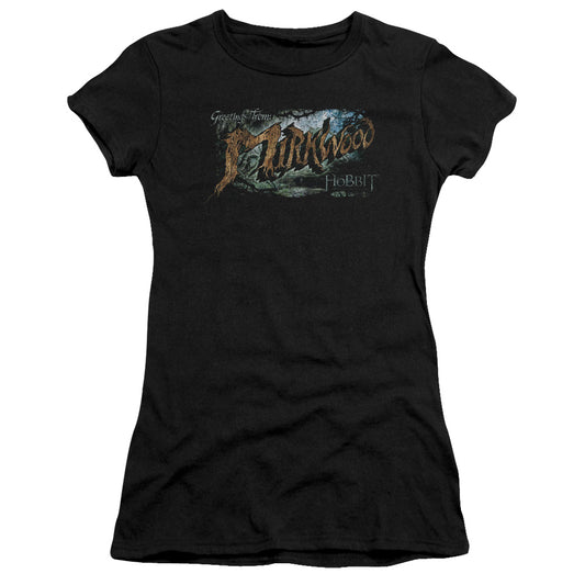 Hobbit - Greetings From Mirkwood - Short Sleeve Junior Sheer - Black T-shirt