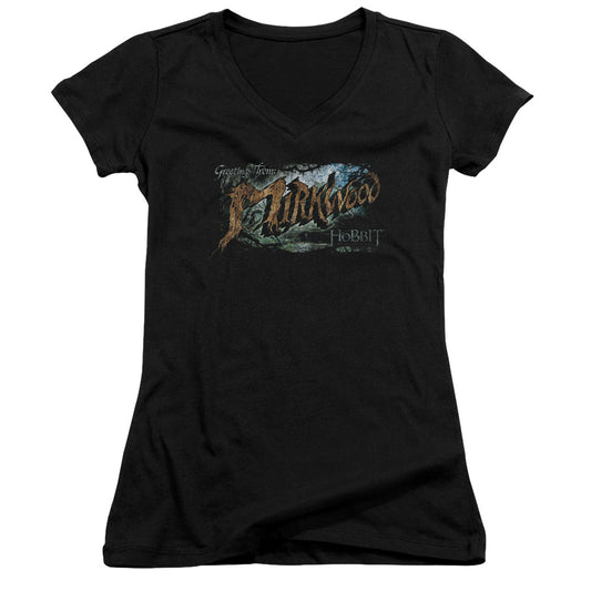 Hobbit - Greetings From Mirkwood-junior V-neck - Black