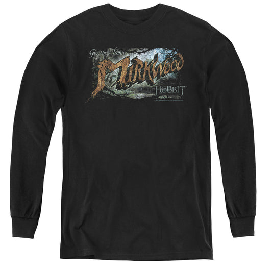 Hobbit - Greetings From Mirkwood - Youth Long Sleeve Tee - Black