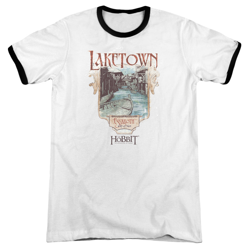 Hobbitlaketown - Adult Ringer - White - Black