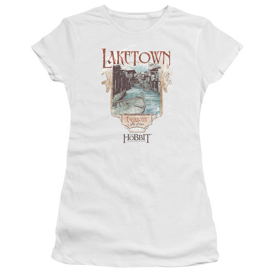 Hobbitlaketown - Short Sleeve Junior Sheer - White T-shirt