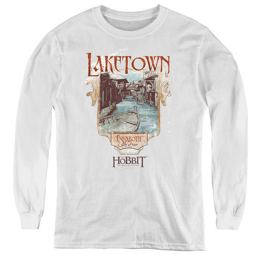 Hobbitlaketown - Youth Long Sleeve Tee - White
