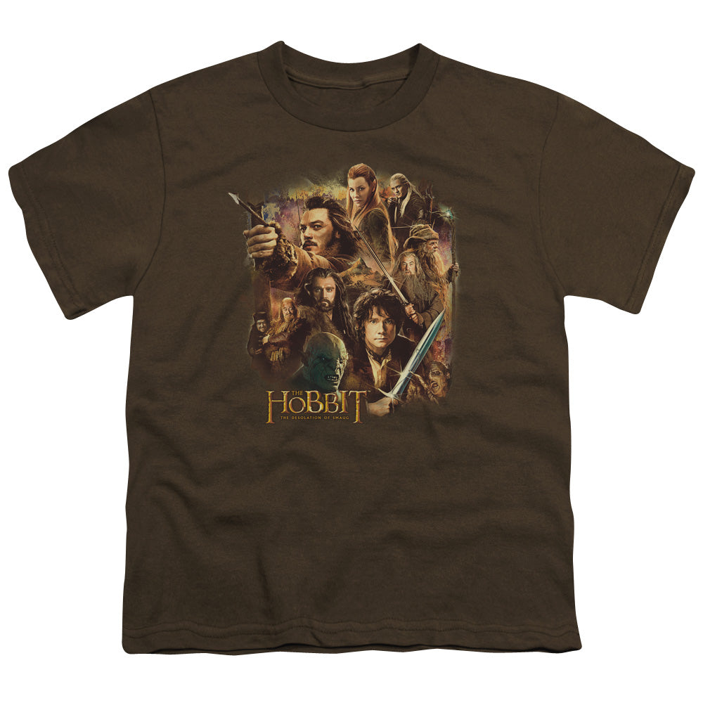 Hobbit - Middle Earth Group - Short Sleeve Youth 18/1 - Coffee T-shirt