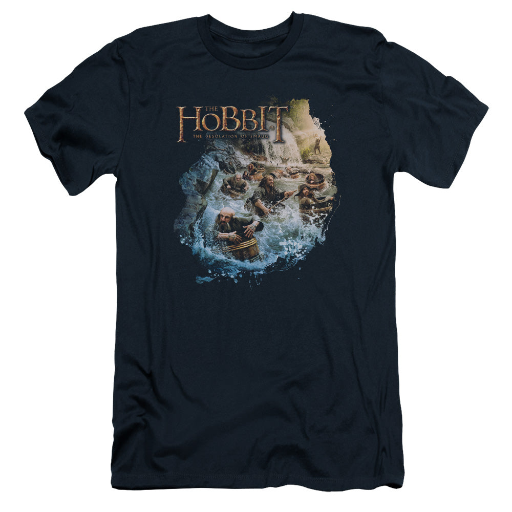 Hobbit - Barreling Down - Short Sleeve Adult 30/1 - Navy T-shirt