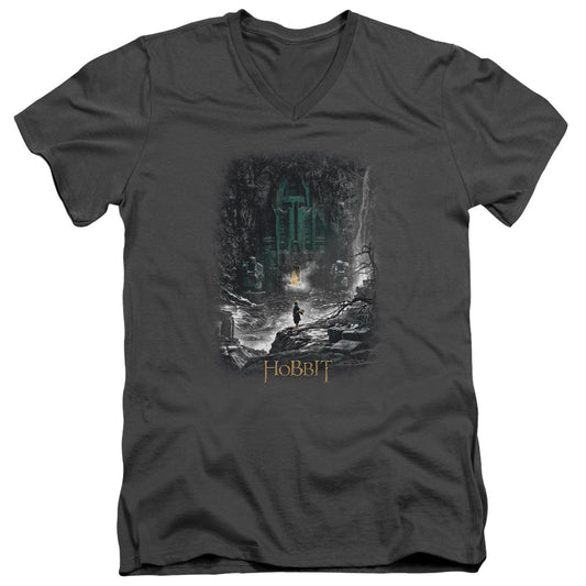 Hobbit - Second Thoughts - Short Sleeve Adult V-neck 30/1 - Charcoal T-shirt