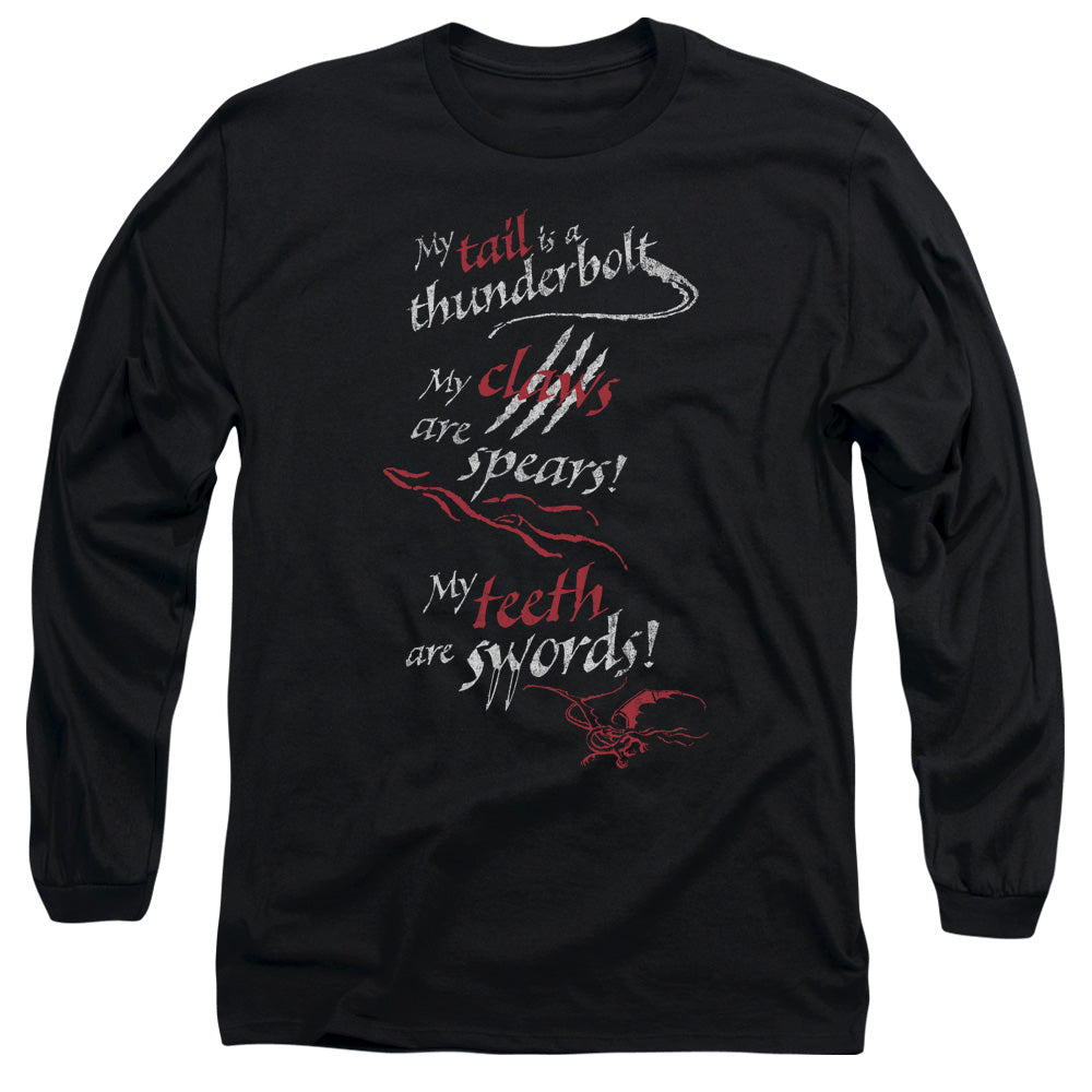 Hobbit - Tail Claws Teeth - Long Sleeve Adult 18/1 - Black T-shirt