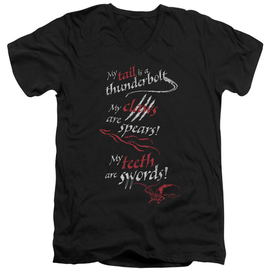 Hobbit - Tail Claws Teeth - Short Sleeve Adult V-neck 30/1 - Black T-shirt