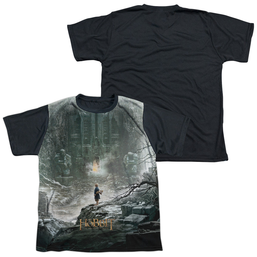 Hobbit - Big Poster - Short Sleeve Youth White Front Black Back   - White T-shirt