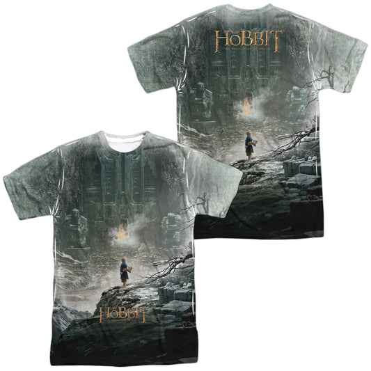 Hobbit - Big Poster (Front & Back Print) -  Short Sleeve Adult 100% Poly Crew- White T-shirt
