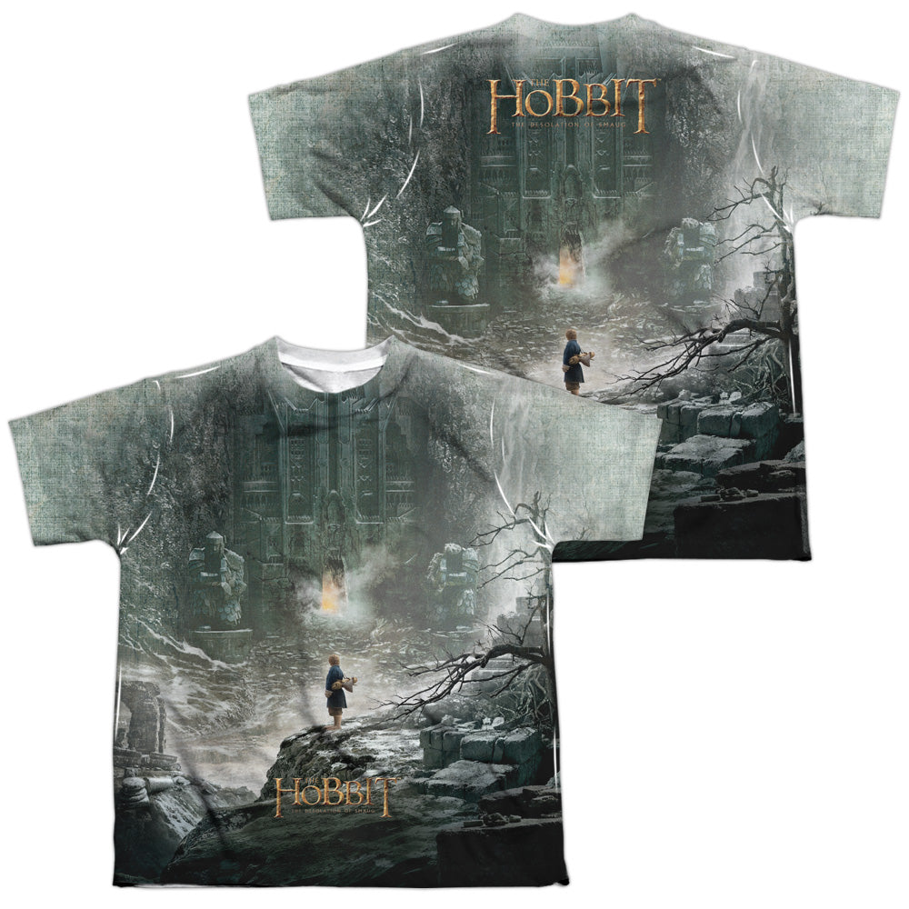 Hobbit - Big Poster (Front & Back Print) - Short Sleeve Youth Poly Crew - White T-shirt