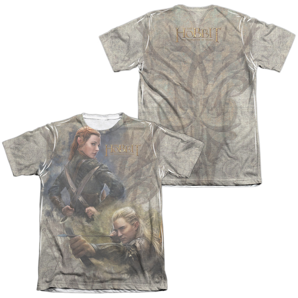 Hobbit - Elves (Front & Back Print) - Adult 65/35 Poly/cotton Short Sleeve Tee - White T-shirt