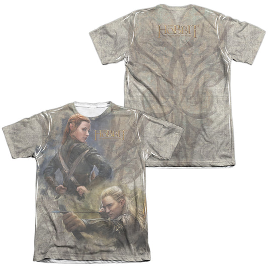 Hobbit - Elves (Front & Back Print) - Adult 65/35 Poly/cotton Short Sleeve Tee - White T-shirt