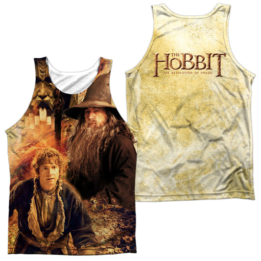 Hobbit - Bilbo And Gandalf (Front & Back Print) - Adult 100% Poly Tank Top - White
