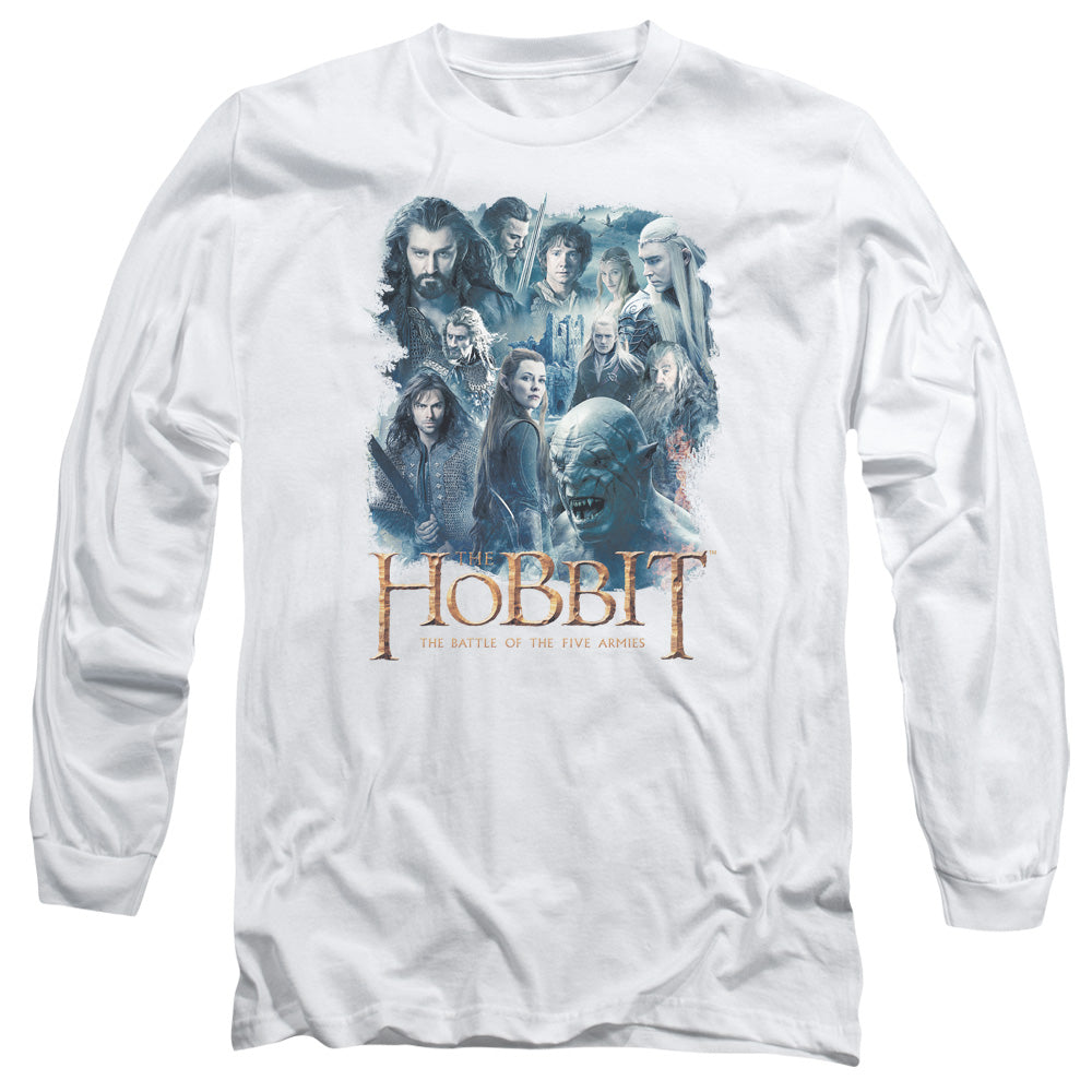 Hobbit - Main Characters - Long Sleeve Adult 18/1 - White T-shirt