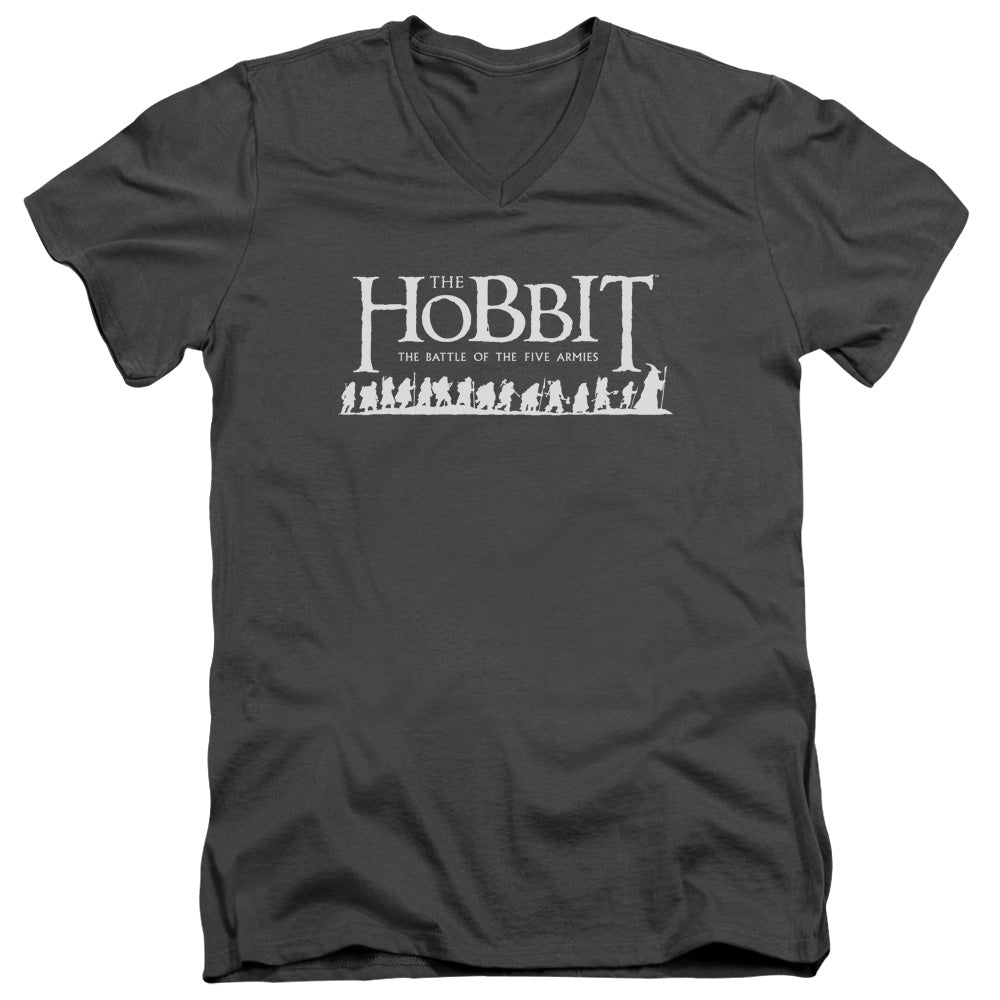 Hobbit - Walking Logo - Short Sleeve Adult V-neck 30/1 - Charcoal T-shirt