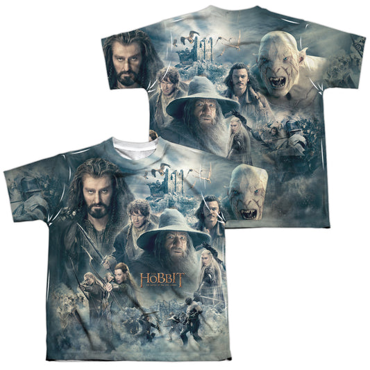 Hobbit - Epic Poster (Front/back) - Short Sleeve Youth Poly Crew - White T-shirt