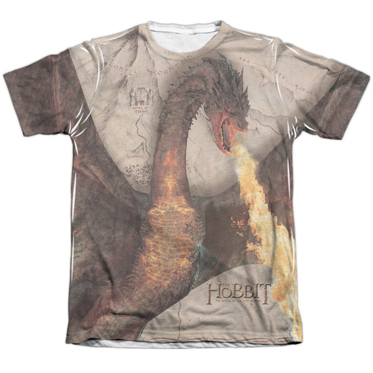 Hobbit - Smaug Attack - Adult Poly/cotton Short Sleeve Tee - White T-shirt
