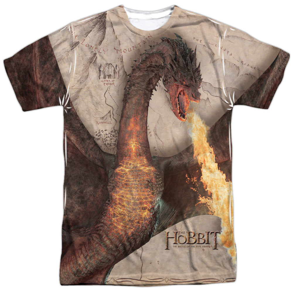 Hobbit - Smaug Attack - Short Sleeve Adult Poly Crew - White T-shirt