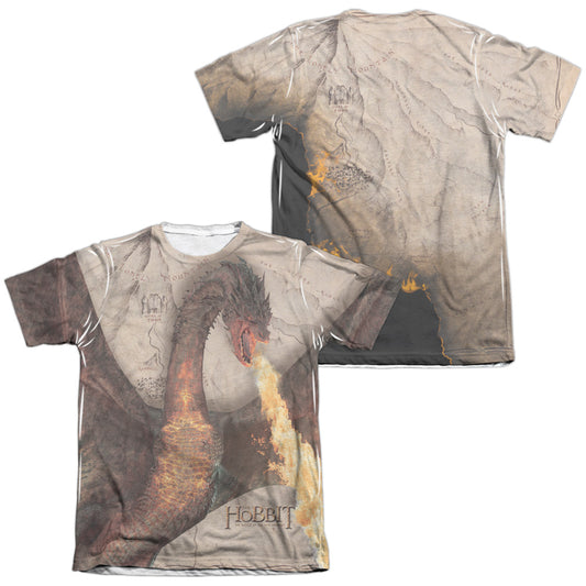Hobbit - Smaug Attack (Front/back) - Adult Poly/cotton Short Sleeve Tee - White T-shirt