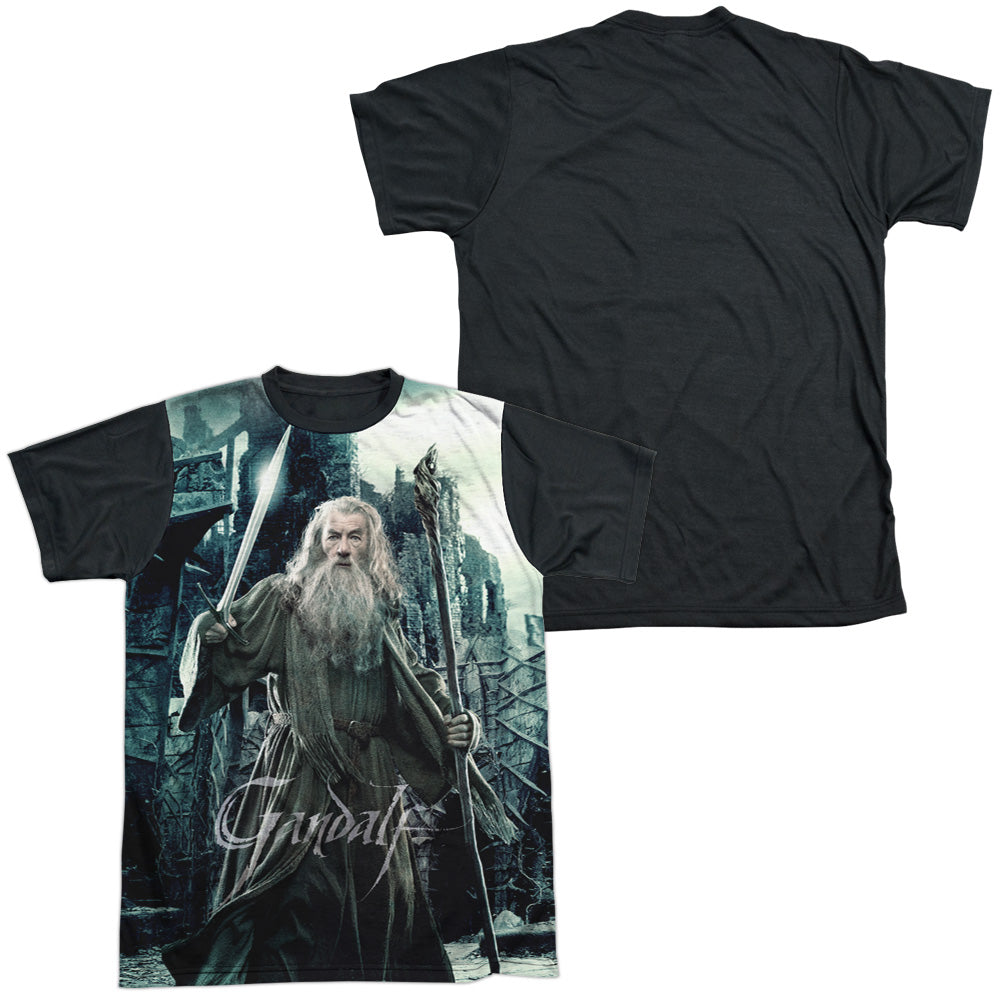 Hobbit - Wizard - Short Sleeve Adult White Front Black Back   - White T-shirt