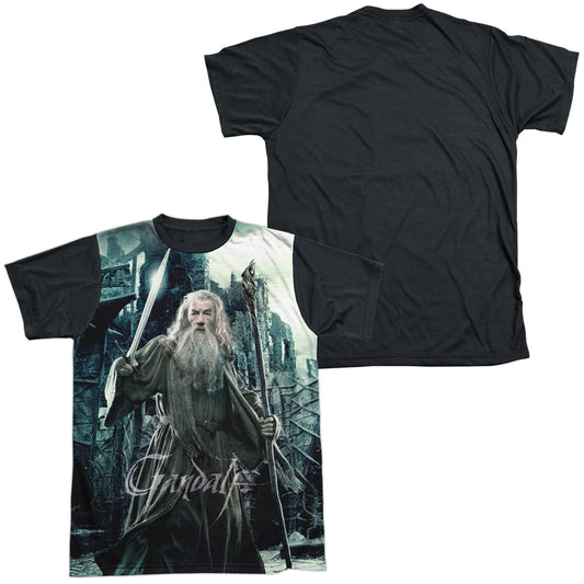 Hobbit - Wizard - Short Sleeve Adult White Front Black Back   - White T-shirt