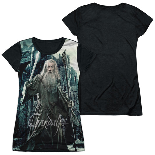 Hobbit - Wizard - Short Sleeve Junior Poly Black Back - White T-shirt