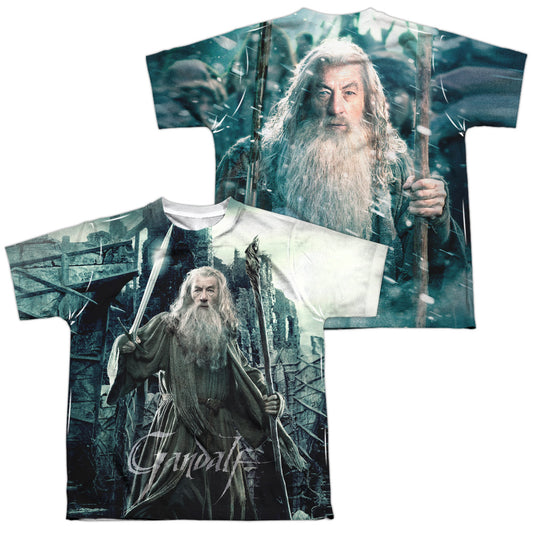 Hobbit - Wizard (Front/back) - Short Sleeve Youth Poly Crew - White T-shirt
