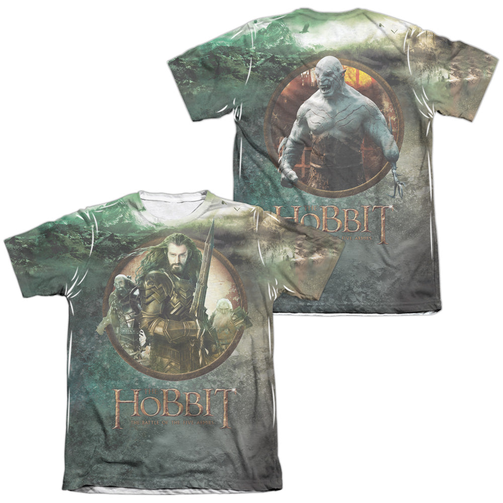 Hobbit - Dwarves Vs Azog (Front/back) - Adult Poly/cotton Short Sleeve Tee - White T-shirt