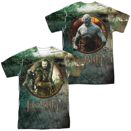 Hobbit - Dwarves Vs Azog (Front/back) - Short Sleeve Adult Poly Crew - White T-shirt