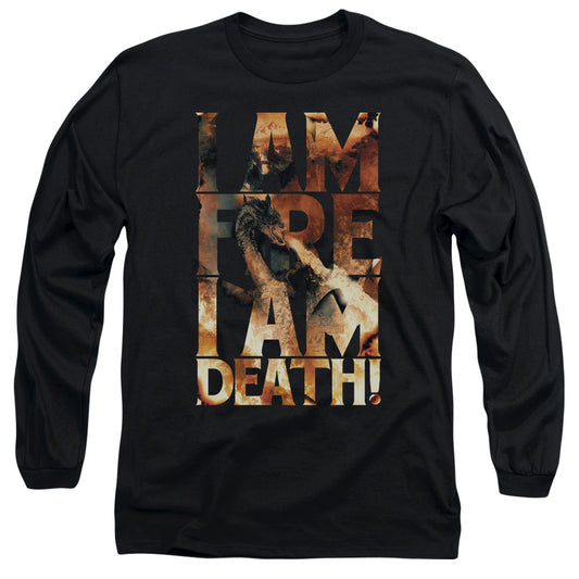 Hobbit - I Am Fire - Long Sleeve Adult 18/1 - Black T-shirt