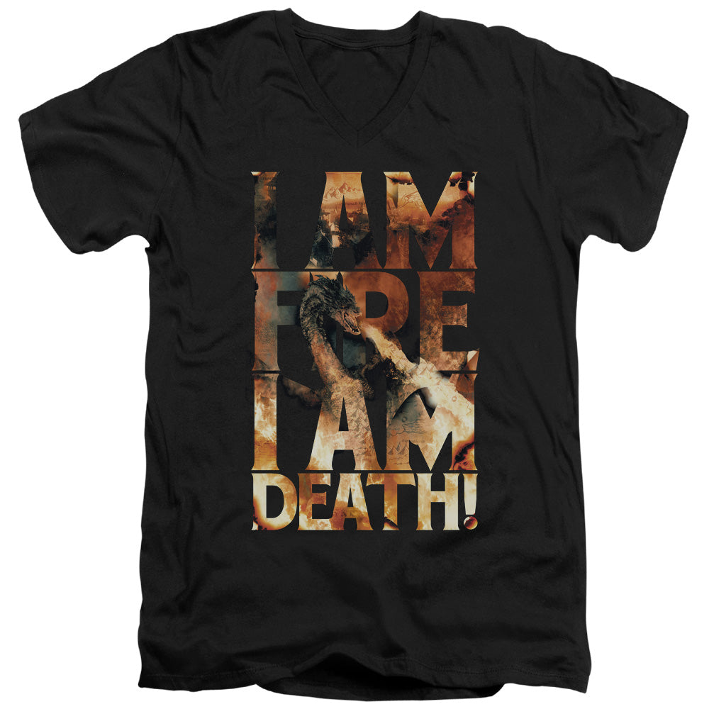 Hobbit - I Am Fire - Short Sleeve Adult V-neck 30/1 - Black T-shirt