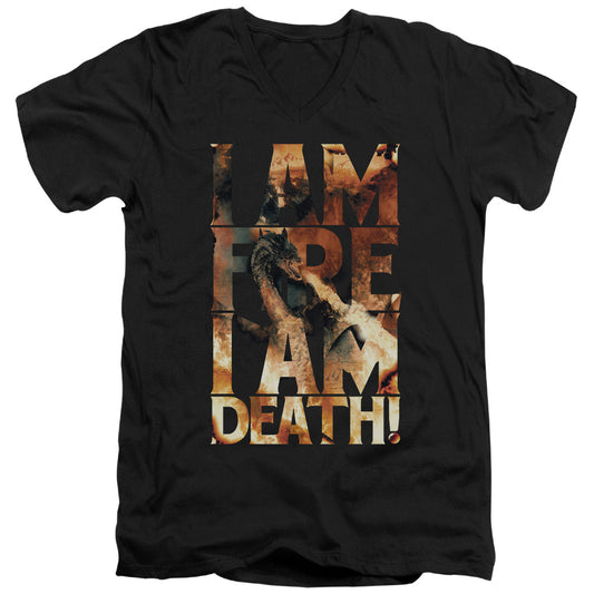 Hobbit - I Am Fire - Short Sleeve Adult V-neck 30/1 - Black T-shirt