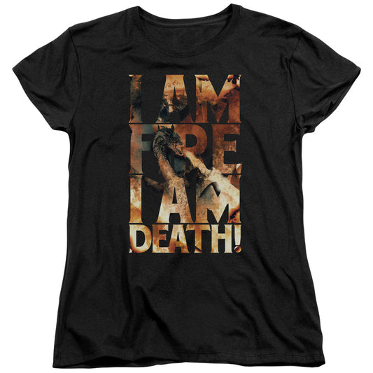 Hobbit - I Am Fire - Short Sleeve Womens Tee - Black T-shirt
