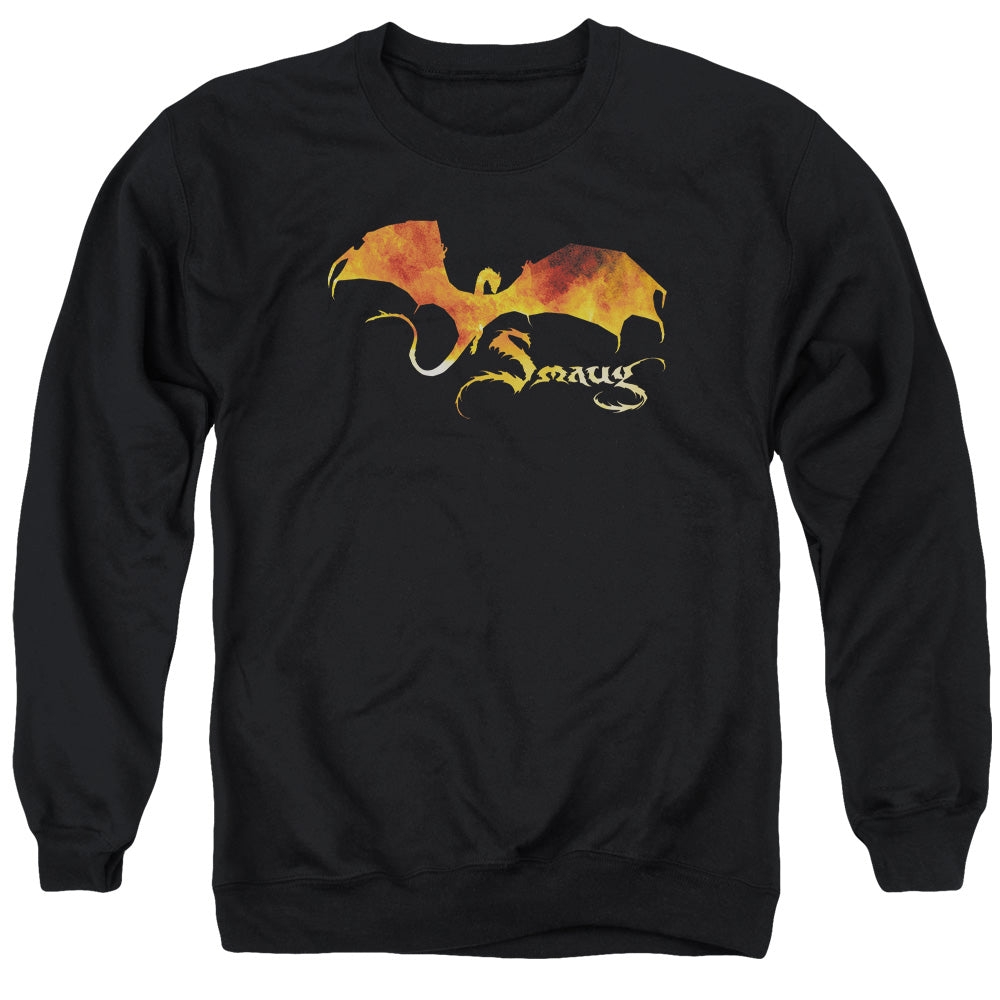 Hobbit - Smaug On Fire - Adult Crewneck Sweatshirt - Black