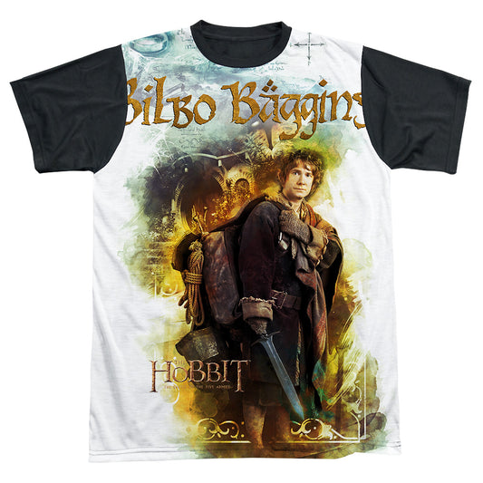 Hobbit - Bilbo - Short Sleeve Adult White Front Black Back   - White T-shirt