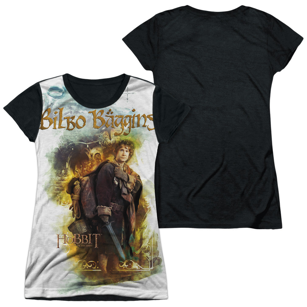 Hobbit - Bilbo - Short Sleeve Junior Poly Black Back - White T-shirt