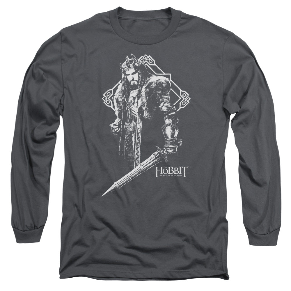 Hobbit - King Thorin - Long Sleeve Adult 18/1 - Charcoal T-shirt