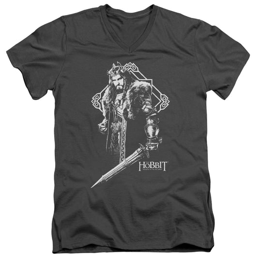 Hobbit - King Thorin - Short Sleeve Adult V-neck 30/1 - Charcoal T-shirt