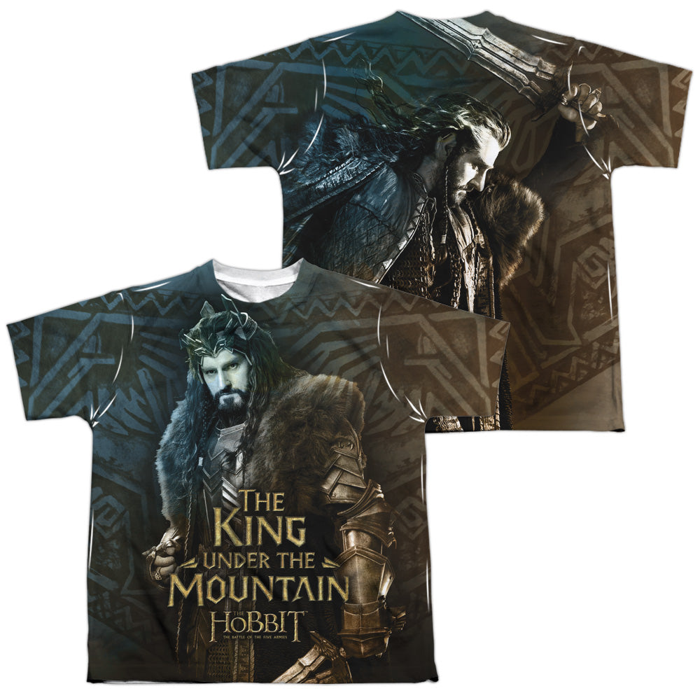 Hobbit - King (Front/back) - Short Sleeve Youth Poly Crew - White T-shirt