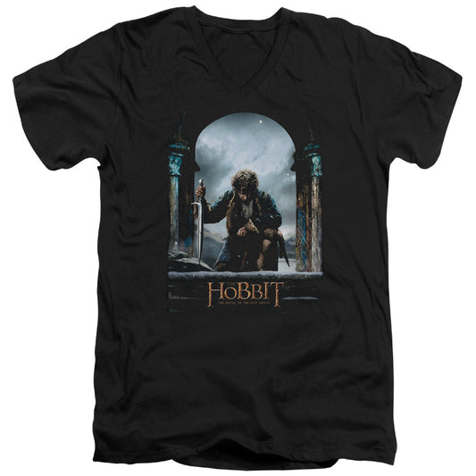 Hobbit - Bilbo Poster - Short Sleeve Adult V-neck 30/1 - Black T-shirt