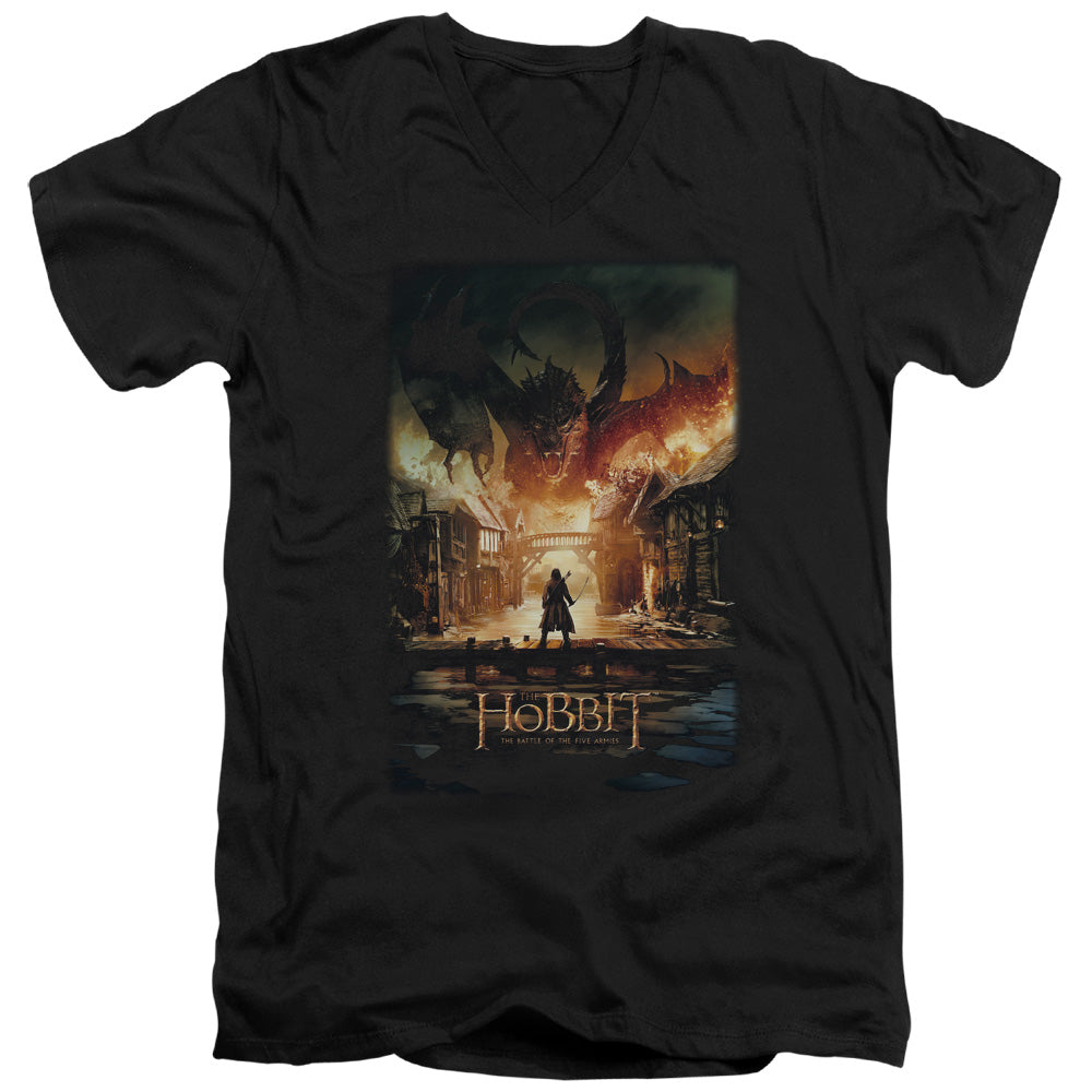 Hobbit - Smaug Poster - Short Sleeve Adult V-neck 30/1 - Black T-shirt