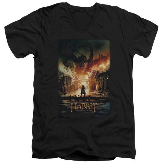 Hobbit - Smaug Poster - Short Sleeve Adult V-neck 30/1 - Black T-shirt