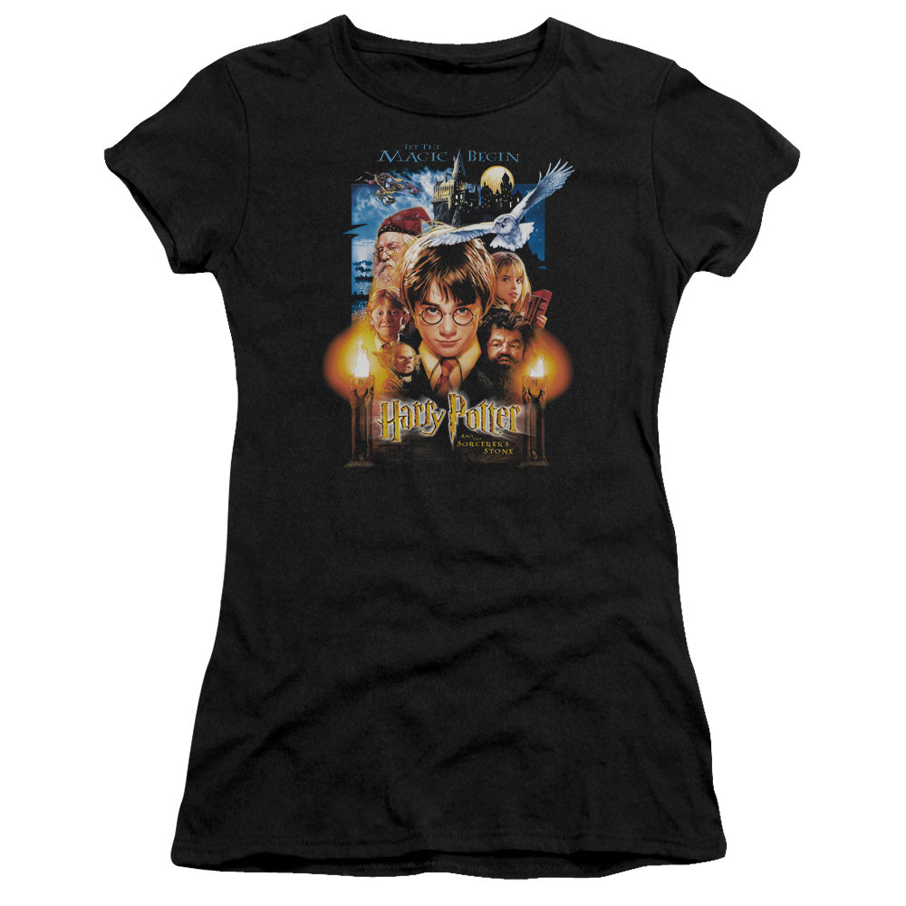 Harry Potter - Movie Poster - Short Sleeve Junior Sheer - Black T-shirt