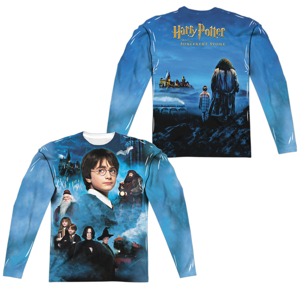 Harry Potter - First Year (Front/back Print) - Long Sleeve Adult Poly Crew  - White T-shirt