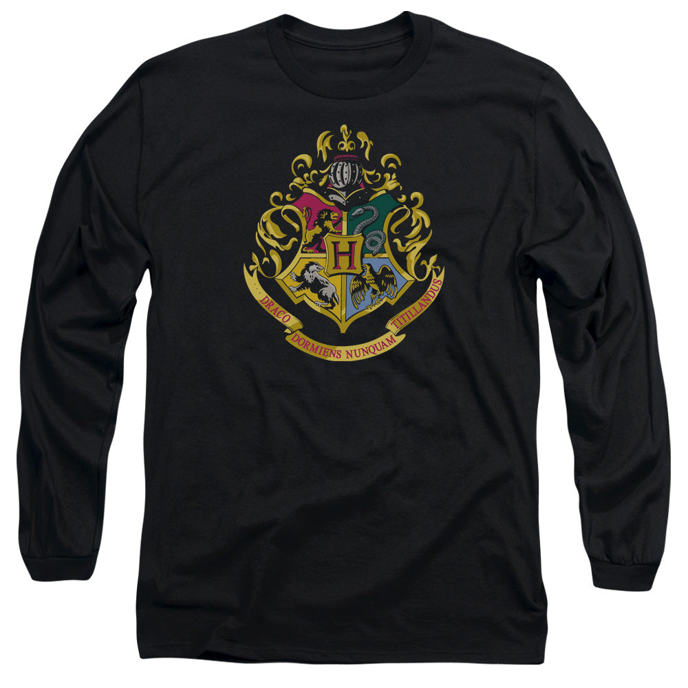 Harry Potter - Hogwarts Crest - Long Sleeve Adult 18/1 - Black T-shirt