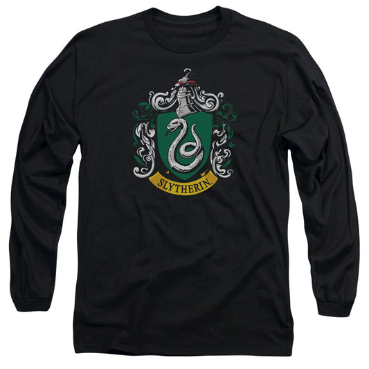 Harry Potter - Slytherin Crest - Long Sleeve Adult 18/1 - Black T-shirt