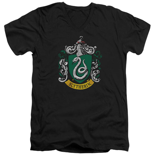Harry Potter - Slytherin Crest - Short Sleeve Adult V-neck 30/1 - Black T-shirt