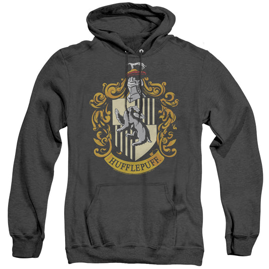 Harry Potter - Hufflepuff Crest - Adult Heather Hoodie - Black